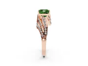 Fancy Green Princess Cut Diamond Solitaire Ring Set in Rose gold with Layered Twist Pavé Band