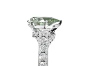 Pear-Shaped Pavé Engagement Ring Setting for a Fancy Green Lab-Grown Diamond | Crossover Gallery | Sterling Silver