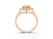 Round Scalloped Cluster Halo Engagement Ring Setting for a Fancy Yellow Lab-Grown Diamond | Plain Band | Rose Gold