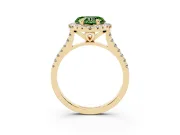 Heart-Shaped Halo Engagement Ring Setting for a Fancy Green Lab-Grown Diamond | Tapered Band | Yellow Gold