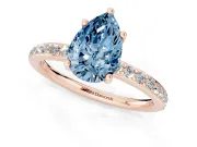 Pear-Shaped Hidden Halo Engagement Ring Setting for a Fancy Blue Lab-Grown Diamond | Rose Gold