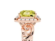Princess Cut Filigree Halo Engagement Ring Setting for a Fancy Yellow Lab-Grown Diamond | Rose Gold
