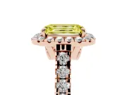 Emerald Cut Accented Halo Engagement Ring Setting for a Fancy Yellow Lab-Grown Diamond | Rose Gold