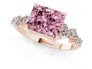 Radiant Cut Scattered Accent Engagement Ring Setting for a Fancy Pink Lab-Grown Diamond | Rose Gold