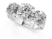 Round Three Stone Engagement Ring Setting | Beaded Shoulders | Platinum