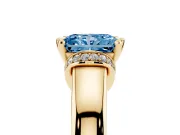 Radiant Cut Pavé Collar Engagement Ring Setting for a Fancy Blue Lab-Grown Diamond | Yellow Gold