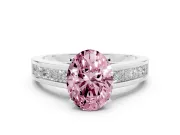 Oval Channel Set Engagement Ring Setting for a Fancy Pink Lab-Grown Diamond | Platinum