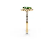Pear-Shaped Halo Engagement Ring Setting for a Fancy Green Lab-Grown Diamond | Pave Shoulders | Yellow Gold