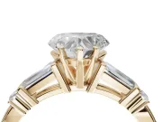 Heart-Shaped Tapered Baguette Engagement Ring Setting | Bar Set Sides | Yellow Gold