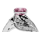 Asscher Cut Bypass Pavé Engagement Ring Setting for a Fancy Pink Lab-Grown Diamond | Graduated Pavé | Sterling Silver