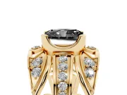 Radiant Cut Art Deco Graduated Engagement Ring Setting for a Black Center | Yellow Gold