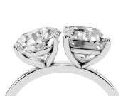 Round Cut and Emerald Cut Toi Moi Ring Set in Platinum with Prong Setting