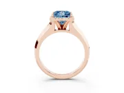 Fancy Blue Princess Cut Diamond Halo Ring Set in Rose gold with Cathedral Band and Prong Setting