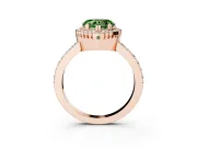 Heart-Shaped Vintage Halo Pavé Engagement Ring Setting for a Fancy Green Lab-Grown Diamond | Milgrain Border | Rose Gold