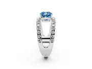 Cushion Cut Wide Open Split Shank Engagement Ring Setting for a Fancy Blue Lab-Grown Diamond | Pavé Strands | Platinum