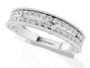 Round Diamond Pavé Eternity Band Set in White gold with Milgrain Edge