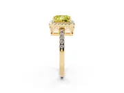 Fancy Yellow Princess Cut Diamond Pavé Band Halo Engagement Ring Set in Yellow gold with Prong Setting