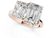 Emerald Cut and Emerald Cut Toi Moi Ring Set in Rose gold with Prong Setting