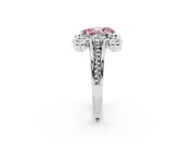 Fancy Pink Pear Cut Diamond Twisted Band Solitaire Ring Set in Silver with Scroll Prongs