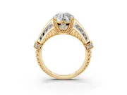 Round Vintage Milgrain Hidden Halo Engagement Ring Setting | Channel-Set Shoulders | Yellow Gold