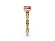 Princess Cut Pavé Solitaire Engagement Ring Setting for a Fancy Pink Lab-Grown Diamond | Shared Prong Band | Yellow Gold