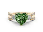 Heart-Shaped Three-Stone Twist Engagement Ring Setting for a Fancy Green Lab-Grown Diamond | Yellow Gold