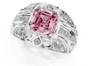Asscher Cut Art Deco Graduated Engagement Ring Setting for a Fancy Pink Lab-Grown Diamond | Platinum