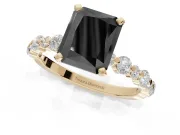 Radiant Cut Pavé Engagement Ring Setting for a Black Center | Alternating Accents | Yellow Gold