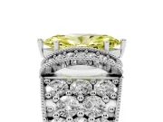 Marquise Vintage Pave Engagement Ring Setting for a Fancy Yellow Lab-Grown Diamond | Milgrain Edges | Sterling Silver