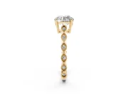 Round Cut Diamond Solitaire Ring Set in Yellow gold with Infinity Twist Pavé Band