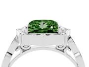 Princess Cut Vintage Scalloped Halo Engagement Ring Setting for a Fancy Green Lab-Grown Diamond | Pave Band | Platinum