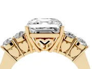 Asscher Cut Close Set Five Stone Engagement Ring Setting | Yellow Gold
