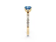 Cushion Cut Pave Solitaire Engagement Ring Setting for a Fancy Blue Lab-Grown Diamond | Slim Band | Yellow Gold