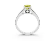 Emerald Cut Split Shank Engagement Ring Setting for a Fancy Yellow Lab-Grown Diamond | Pave Band | Sterling Silver