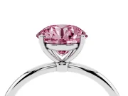 Round Thin Solitaire Engagement Ring Setting for a Fancy Pink Lab-Grown Diamond | Straight Plain Band | Sterling Silver