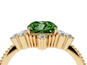 Cushion Cut Cluster Engagement Ring Setting for a Fancy Green Lab-Grown Diamond | Yellow Gold