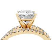 Princess Cut Diamond Solitaire Twist Band Ring Set in Yellow gold with Pavé Setting and Prong Head