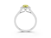 Fancy Yellow Emerald Cut Halo Round Diamond Solitaire Ring Set in Platinum with Pavé Band and Prong Setting