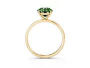 Round Thin Solitaire Engagement Ring Setting for a Fancy Green Lab-Grown Diamond | Straight Plain Band | Yellow Gold