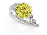 Round Bypass Engagement Ring Setting for a Fancy Yellow Lab-Grown Diamond | White Gold