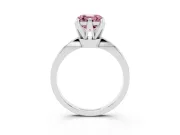 Fancy Pink Asscher Cut Diamond Solitaire Engagement Ring Set in White gold with Slim Tapered Solitaire Band