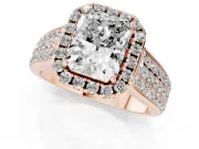 Radiant Cut Pavé Engagement Ring Setting | Wide Three-Row Band | Rose Gold