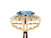 Oval Scalloped Cluster Halo Engagement Ring Setting for a Fancy Blue Lab-Grown Diamond | Plain Band | Yellow Gold