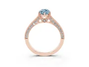 Marquise Vintage Hidden Halo Engagement Ring Setting for a Fancy Blue Lab-Grown Diamond | Milgrain Pave Band | Rose Gold