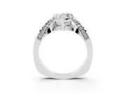 Heart-Shaped Bypass Solitaire Engagement Ring Setting | Pavé Ribbon | Platinum