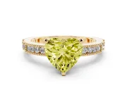 Fancy Yellow Heart Cut Diamond Solitaire Ring Set in Yellow gold with Slim Pavé Band and Prong Setting
