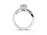 Round Tapered Baguette Engagement Ring Setting | Bar Set Sides | White Gold