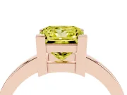 Fancy Yellow Princess Cut Diamond Solitaire Ring Set in Rose gold with Prong Head and Smooth Polished Band