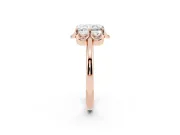 Radiant Cut Scalloped Petal Halo Engagement Ring Setting | Plain Band | Rose Gold