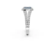 Emerald Cut Halo Pavé Engagement Ring Setting for a Fancy Blue Lab-Grown Diamond | Narrow Split Shank | Sterling Silver